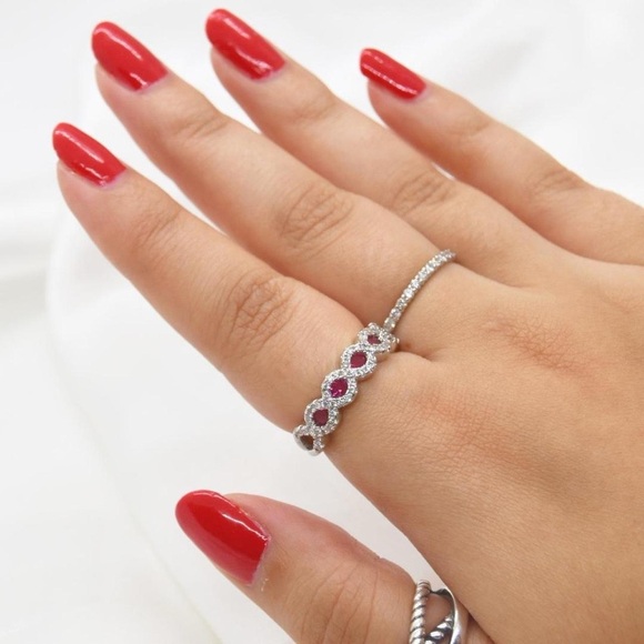 Garnet Rhinestone Cocktail Ring - Picture 2 of 6